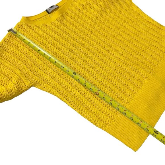 St John Collection Yellow Knit Sweater Women L 100% Cotton Pullover Long Sleeve - Picture 8 of 9